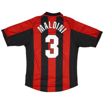 AC Milan Soccer Jersey Replica Retro Home 1998/2000 Mens (Maldini #3)