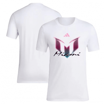 Inter Miami Soccer T-Shirt Replica X Messi White 2023/24 Mens