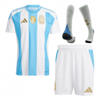 Argentina Soccer Whole Kit Jersey + Short + Socks Replica Home Copa America 2024 Mens