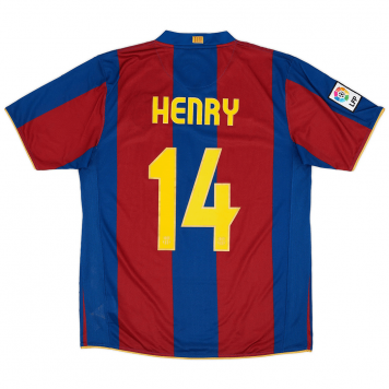 Barcelona Soccer Jersey Replica Retro Home 50-Years Anniversary 2007/2008 Mens (Henry #14)