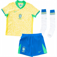 Brazil Soccer Whole Kit Jersey + Short + Socks Replica Home Copa America 2024 Youth