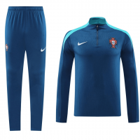 Portugal Soccer Sweatshirt + Pants Replica Zipper Blue 2024/25 Mens