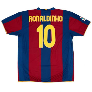 Barcelona Soccer Jersey Replica Retro Home 50-Years Anniversary 2007/2008 Mens (Ronaldinho #10)