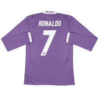 Real Madrid Soccer Jersey Replica Retro Away Long Sleeve 2016/2017 Mens (Ronaldo #7)